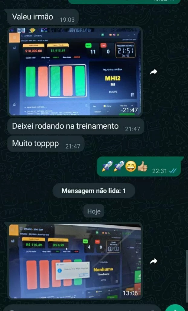 Feedback histórico de cliente do Strategy Evo